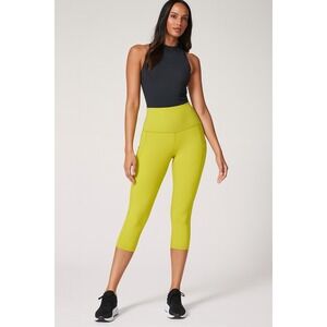 Lululemon Fast & Free Crop II NULUX 19"‎ Capri Pants Mustard 10High Rise Pockets